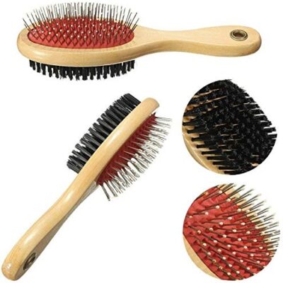 Wooden Pet Brush Double Sided 17cm