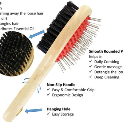 Wooden Pet Brush Double Sided 17cm