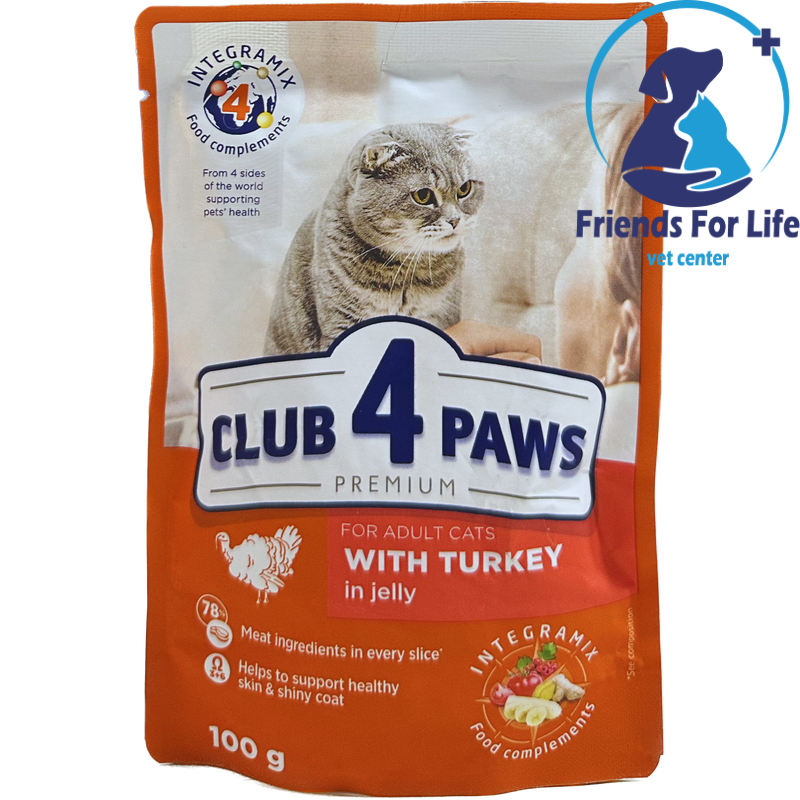 Club 4 Paws Premium For Adult Cats With Turkey 100G * 4PCS