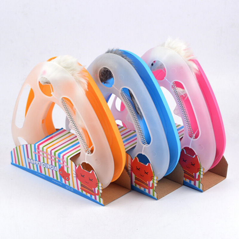 Happy Circle Cat Toy Triangle with Spring Feather Turntable