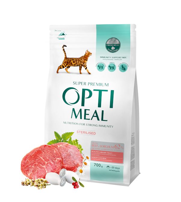 Optimeal Sterilised Cats – High in Beef and Sorghum 700g